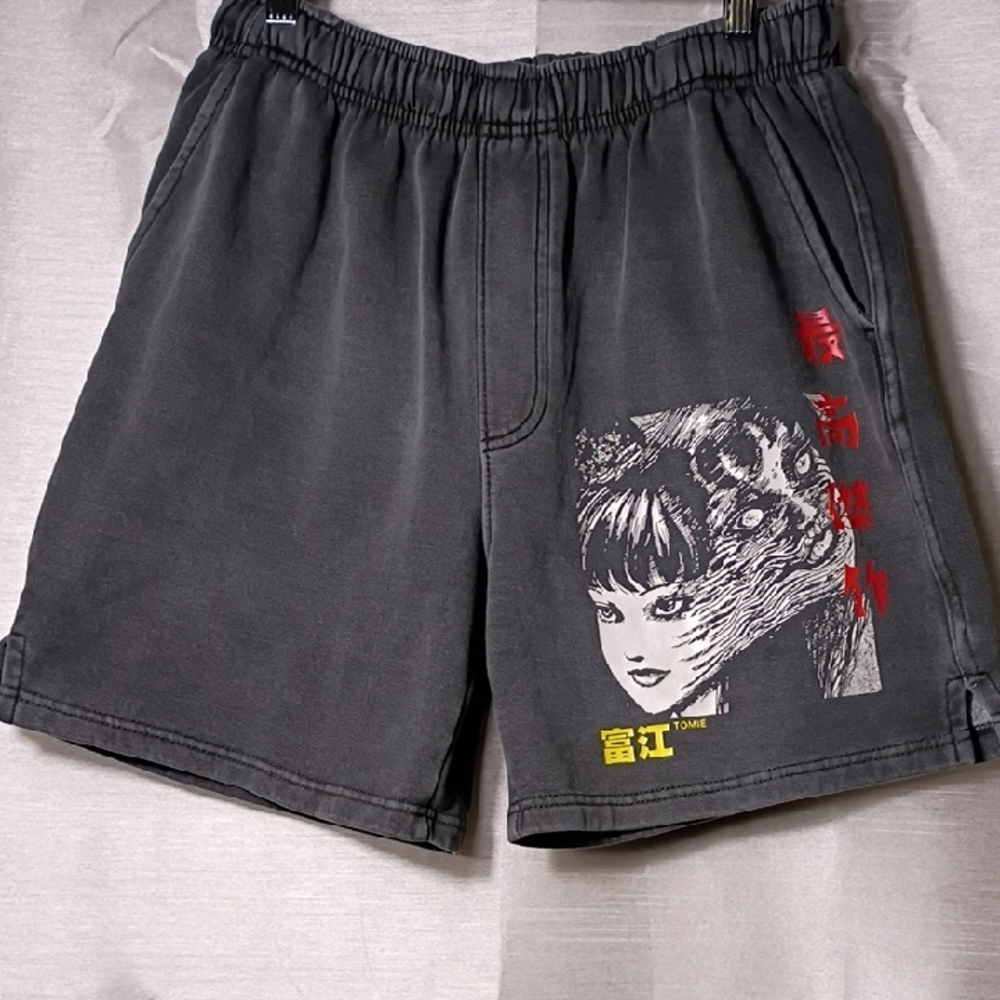 Junjilto‎ Stylish Graphic Print Black Men's Shorts Size S Unisex Shorts